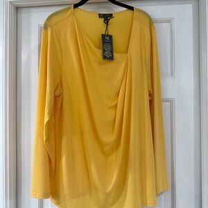 DG2 by Diane Gilman Yellow Long Sleeve Drape Top